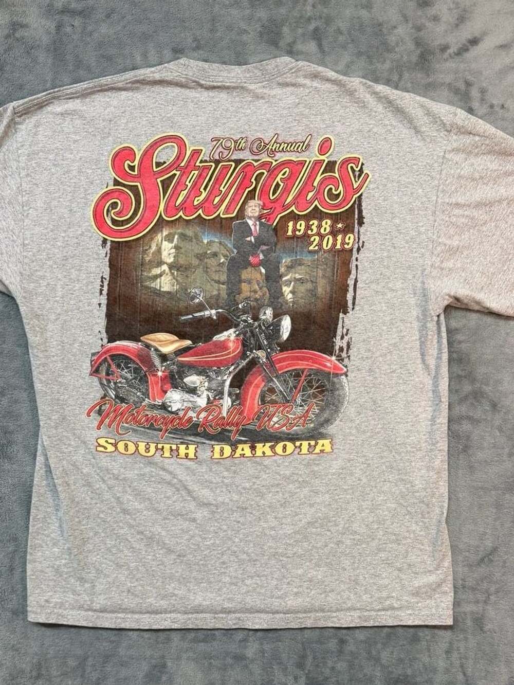 Trump Sturgis 79th Annual Motorcycle Rally Gray T-Shirt Size 2XL